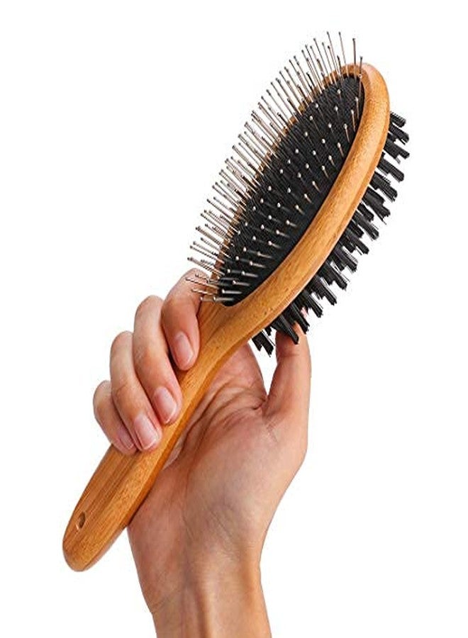 سايج سكوير فرشاة تنظيف وتقليم شعر الحيوانات الأليفة من الخشب الطبيعي من سيج سكوير، ذات وجهين من الدبابيس والشعيرات، مناسبة للكلاب والقطط ذات الشعر الطويل أو القصير (حجم صغير). - Image 4